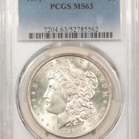 Dollars 1891 $1 MORGAN DOLLAR – PCGS MS-63, WHITE AND FLASHY!