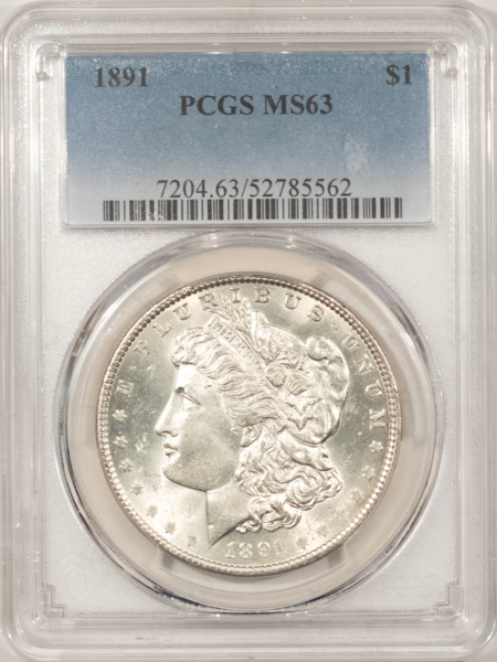 Dollars 1891 $1 MORGAN DOLLAR – PCGS MS-63, WHITE AND FLASHY!