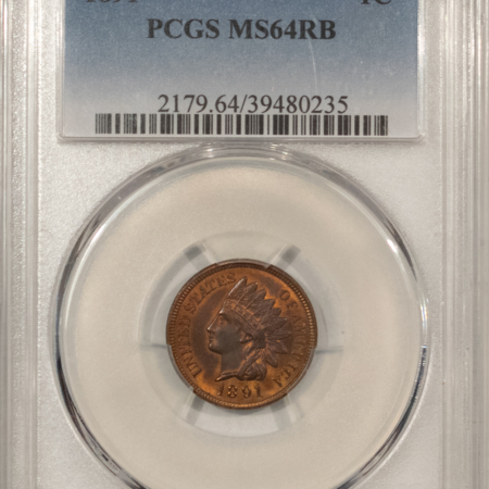 Indian 1891 INDIAN CENT – PCGS MS-64 RB, ATTRACTIVE!