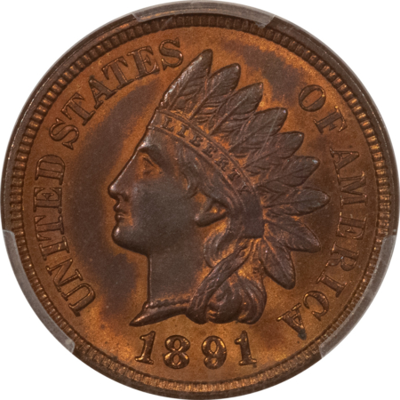 Indian 1891 INDIAN CENT – PCGS MS-64 RB, ATTRACTIVE!