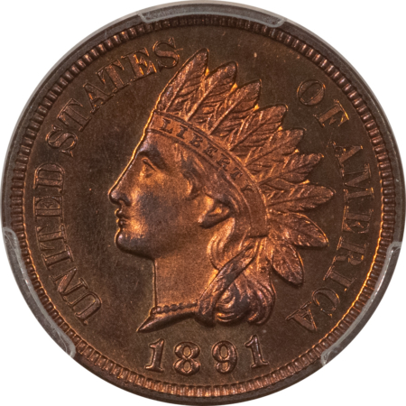 Indian 1891 PROOF INDIAN CENT – PCGS PR-64 RB, ATTRACTIVE!