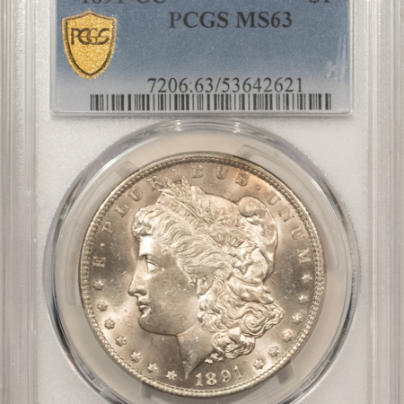 Dollars 1891-CC $1 MORGAN DOLLAR – PCGS MS-63, LUSTROUS & PREMIUM QUALITY! CARSON CITY!