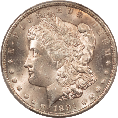 Dollars 1891-CC $1 MORGAN DOLLAR – PCGS MS-63, LUSTROUS & PREMIUM QUALITY! CARSON CITY!