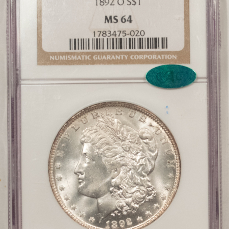 CAC Approved Coins 1892-O $1 MORGAN DOLLAR – NGC MS-64, BLAZING WHITE, PQ & CAC APPROVED!