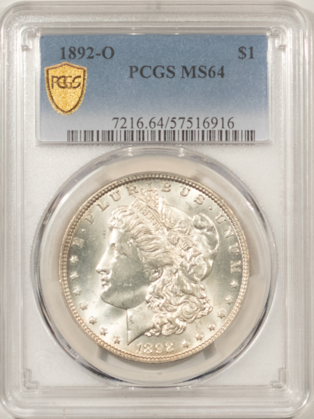 Dollars 1892-O $1 MORGAN DOLLAR – PCGS MS-64, BLAST WHITE!