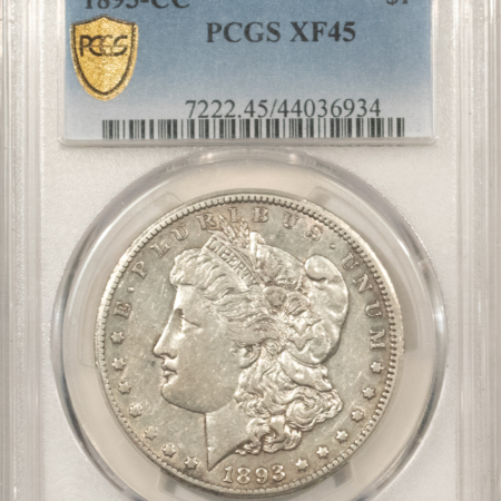 Dollars 1893-CC $1 MORGAN DOLLAR – PCGS XF-45, LUSTER & PREMIUM QUALITY! CARSON CITY!