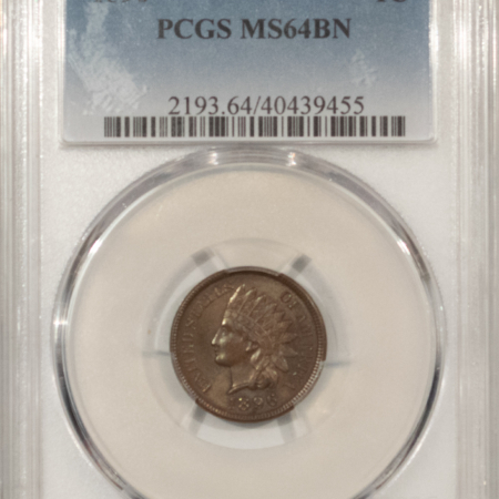 Indian 1896 INDIAN CENT – PCGS MS-64 BN, LOOKS GEM!