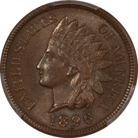 Indian 1896 INDIAN CENT – PCGS MS-64 BN, LOOKS GEM!
