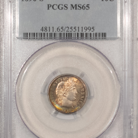 Barber Dimes 1896-S BARBER DIME – PCGS MS-65, VERY PRETTY & RARE!