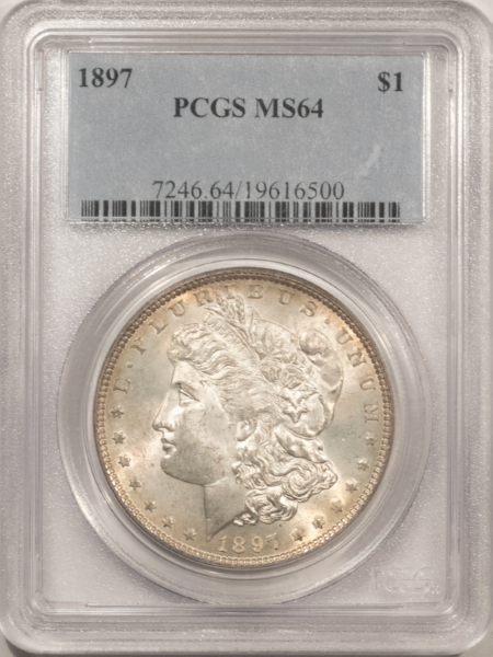 Dollars 1897 $1 MORGAN DOLLAR – PCGS MS-64 NICE ORIGINAL, BETTER DATE