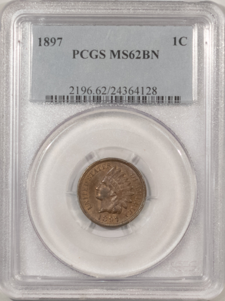 Indian 1897 INDIAN CENT – PCGS MS-62 BN, CHOICE!