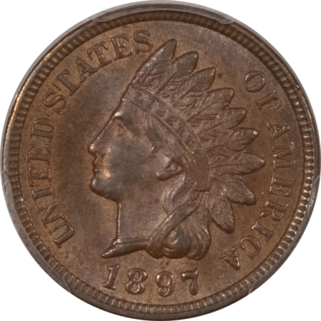 Indian 1897 INDIAN CENT – PCGS MS-62 BN, CHOICE!