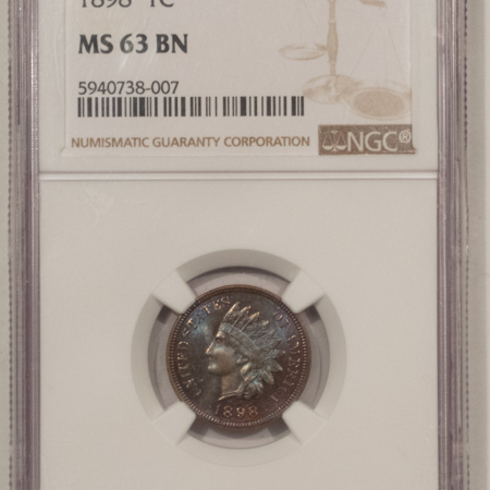 Indian 1898 INDIAN CENT – NGC MS-63 BN, VERY PRETTY!