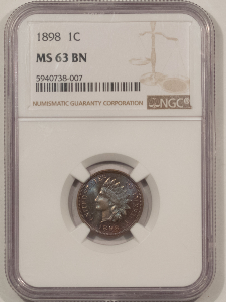 Indian 1898 INDIAN CENT – NGC MS-63 BN, VERY PRETTY!