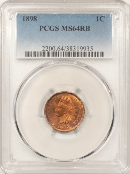 Indian 1898 INDIAN CENT – PCGS MS-64 RB, LOOKS GEM! PREMIUM QUALITY!