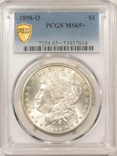 Dollars 1898-O $1 MORGAN DOLLAR – PCGS MS-65+ A WHITE PREMIUM QUALITY GEM!