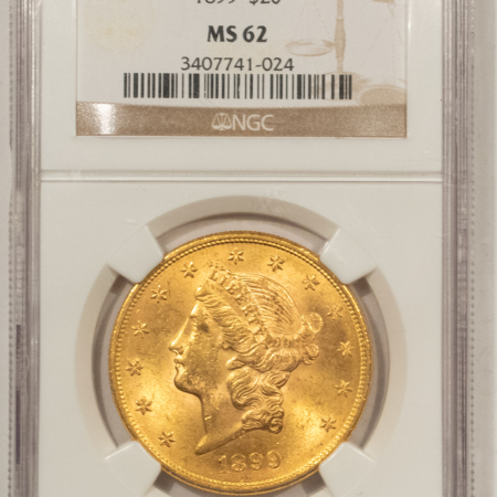 $20 1899 $20 LIBERTY GOLD DOUBLE EAGLE – NGC MS-62
