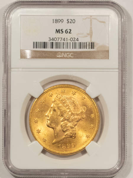 $20 1899 $20 LIBERTY GOLD DOUBLE EAGLE – NGC MS-62
