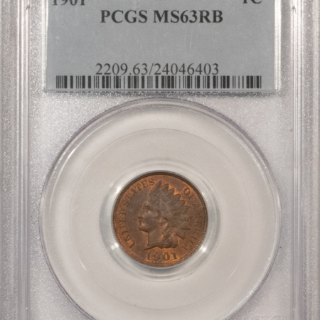 Indian 1901 INDIAN CENT – PCGS MS-63 RB, CHOICE!