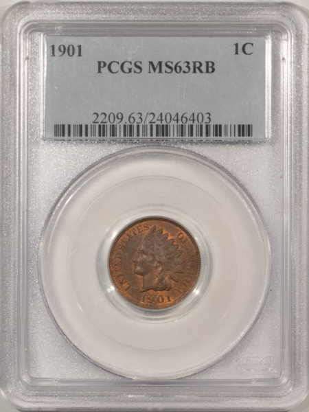 Indian 1901 INDIAN CENT – PCGS MS-63 RB, CHOICE!
