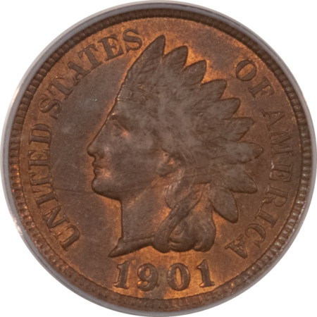 Indian 1901 INDIAN CENT – PCGS MS-63 RB, CHOICE!