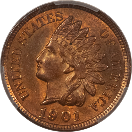 Indian 1901 INDIAN CENT – PCGS MS-63 RB, FIERY & PREMIUM QUALITY!