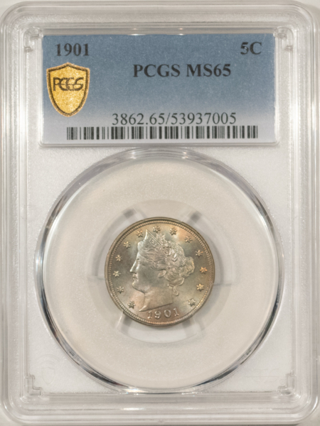 Liberty Nickels 1901 LIBERTY NICKEL – PCGS MS-65, LOOKS 66, GORGEOUS!