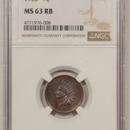 Indian 1902 INDIAN CENT – NGC MS-63 RB, VERY, VERY PRETTY & PQ!