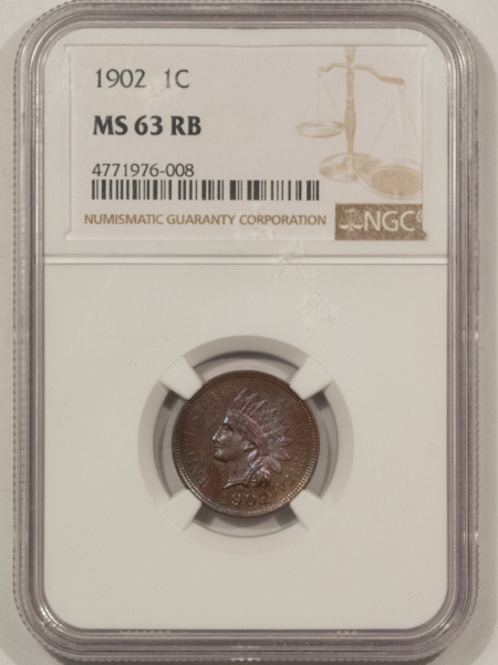 Indian 1902 INDIAN CENT – NGC MS-63 RB, VERY, VERY PRETTY & PQ!