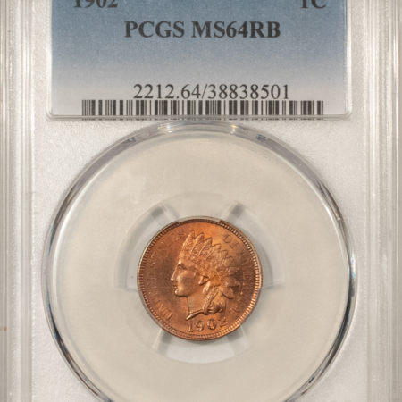 Indian 1902 INDIAN CENT – PCGS MS-64 RB, PRETTY & PQ!
