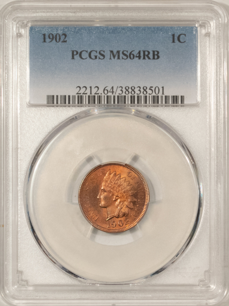 Indian 1902 INDIAN CENT – PCGS MS-64 RB, PRETTY & PQ!
