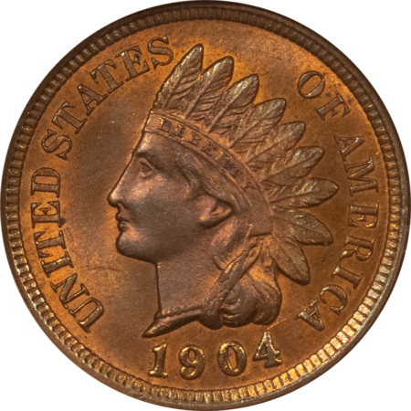 Indian 1904 INDIAN CENT – ANACS MS-64 RB, LOOKS 65, PQ! WHITE SOAPBOX HOLDER