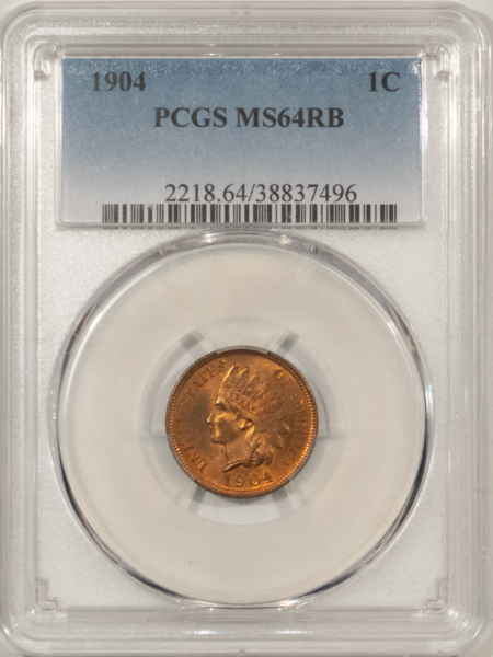 Indian 1904 INDIAN CENT – PCGS MS-64 RB, PREMIUM QUALITY!