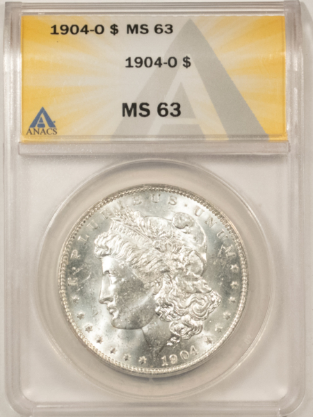 Dollars 1904-O $1 MORGAN DOLLAR – ANACS MS-63, WHITE!