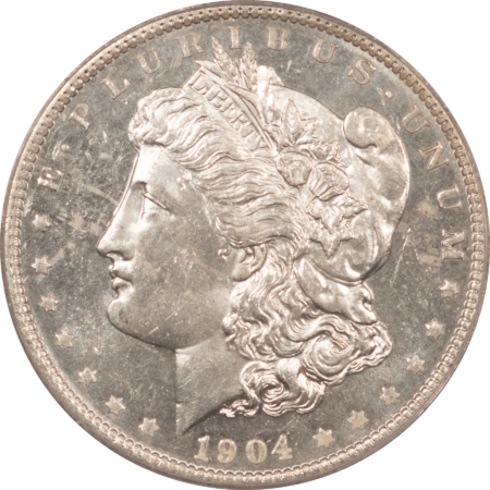 Dollars 1904-O $1 MORGAN DOLLAR – PCGS MS-63 PL, 2 PC RATTLER! PREMIUM QUALITY!