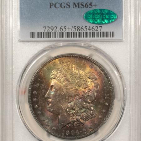 CAC Approved Coins 1904-O $1 MORGAN DOLLAR – PCGS MS-65+ CAC, BEAUTIFUL RAINBOW TONED!