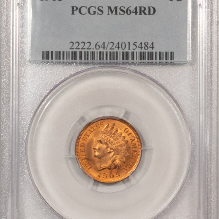 Indian 1905 INDIAN CENT – PCGS MS-64 RD, FIERY RED, PREMIUM QUALITY!