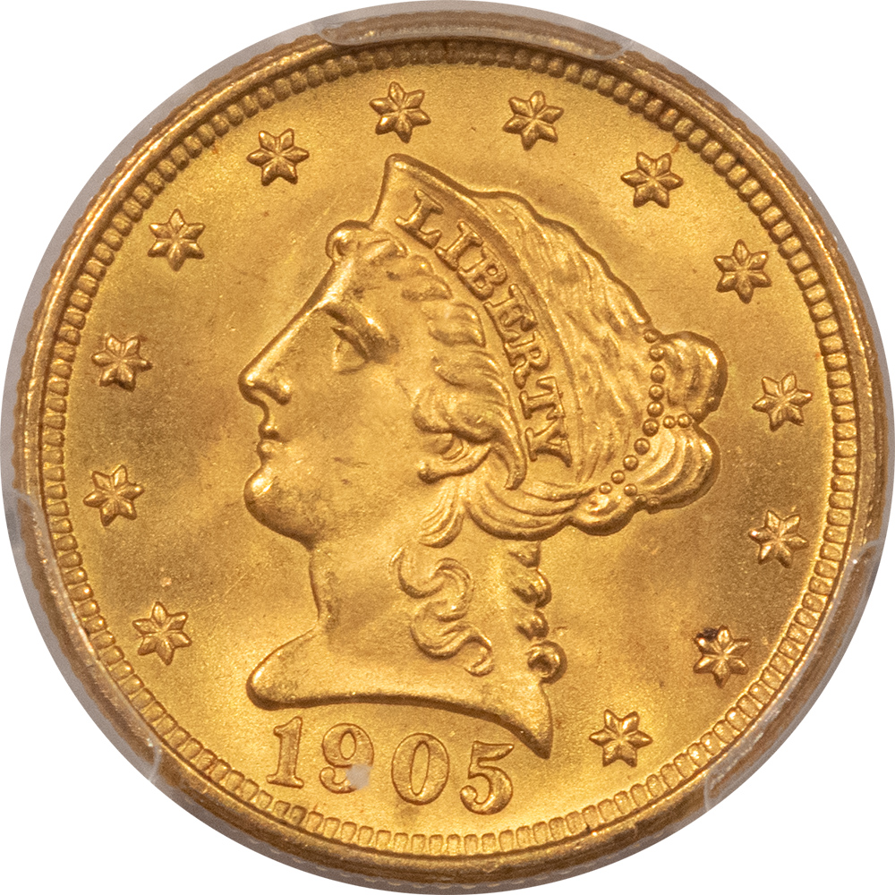 $2.50 1905 $2.50 LIBERTY GOLD QUARTER EAGLE – PCGS MS-66, SUPERB GEM! $2.50 1905 $2.50 LIBERTY GOLD QUARTER EAGLE – PCGS MS-66, SUPERB GEM!