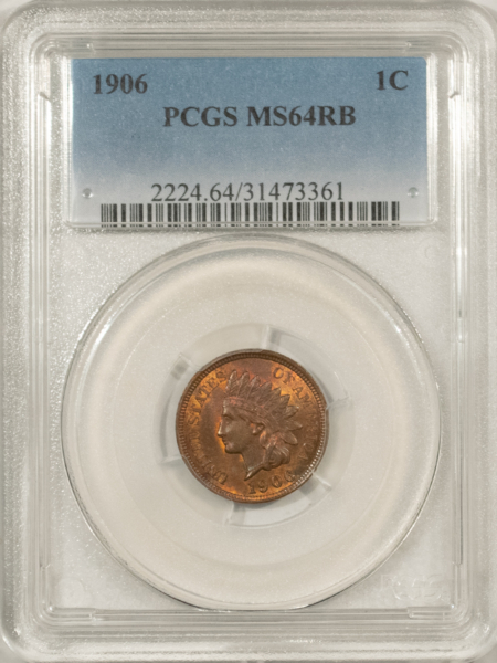 Indian 1906 INDIAN CENT – PCGS MS-64 RB, PRETTY, PREMIUM QUALITY!