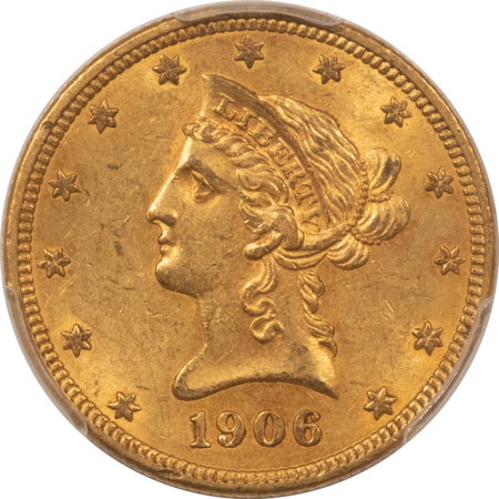$10 1906-O $10 LIBERTY GOLD EAGLE – PCGS MS-62, TOUGH DATE! NEW ORLEANS GOLD