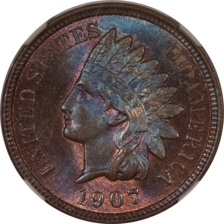 Indian 1907 INDIAN CENT – NGC MS-63 BN, VERY PRETTY & PQ+!