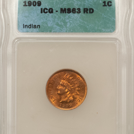 Indian 1909 INDIAN CENT ICG MS-63 RD, FIERY & PRETTY!