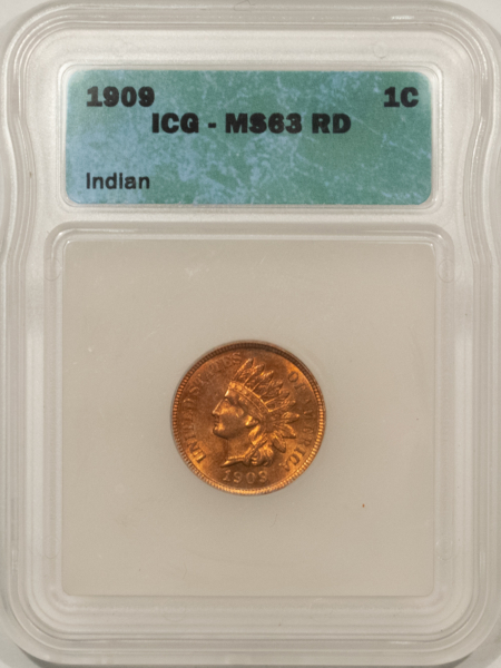 Indian 1909 INDIAN CENT ICG MS-63 RD, FIERY & PRETTY!