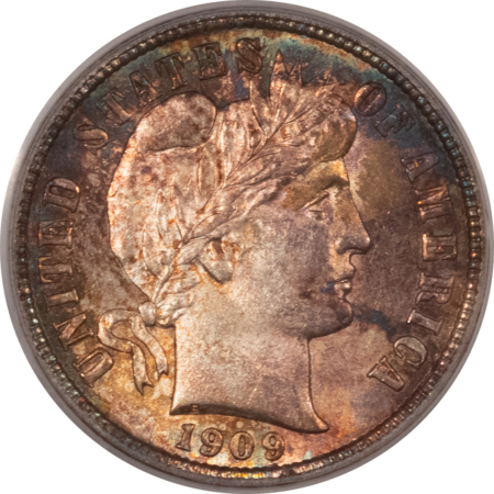 Barber Dimes 1909-D BARBER DIME – PCGS MS-63, PRETTY, PREMIUM QUALITY! SCARCE!