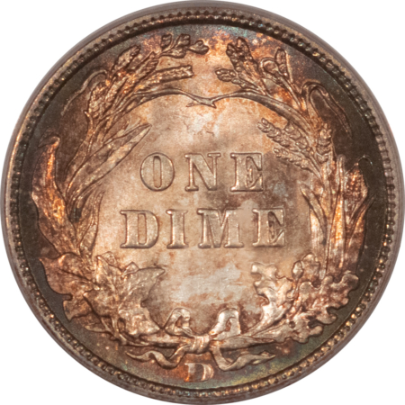 Barber Dimes 1909-D BARBER DIME – PCGS MS-63, PRETTY, PREMIUM QUALITY! SCARCE!