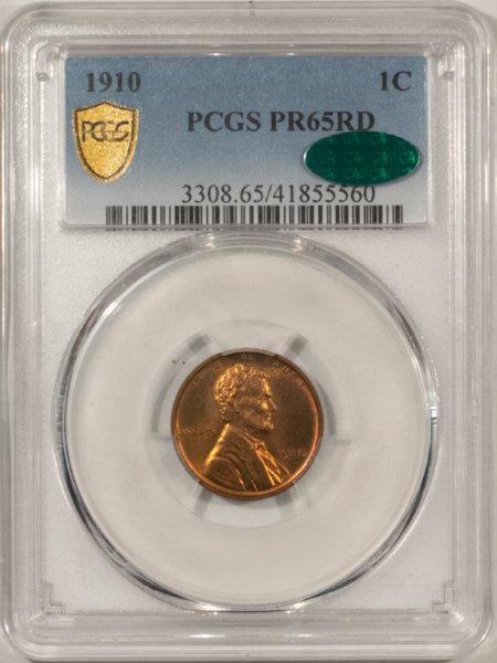 CAC Approved Coins 1910 MATTE PROOF LINCOLN CENT – PCGS PR-65 RD CAC, RED GEM! PREMIUM QUALITY!