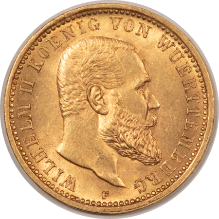 New Store Items 1911-F GERMANY WURTTEMBERG GOLD 10 MARKS KM#633 .1152OZ AGW UNCIRCULATED! SCARCE