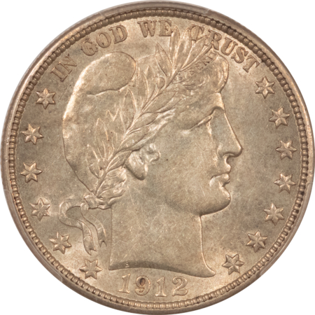 Barber Halves 1912-D BARBER HALF DOLLAR – PCGS AU-55, VERY NICE! PREMIUM QUALITY!