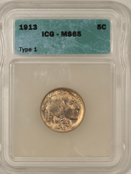 Buffalo Nickels 1913 BUFFALO NICKEL TYPE 1 – ICG MS-65