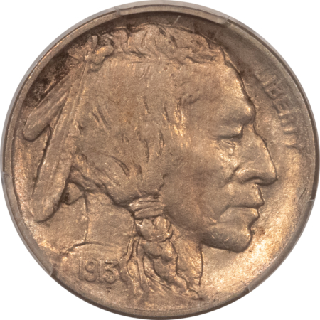 Buffalo Nickels 1913 BUFFALO NICKEL, TYPE 1 – PCGS AU-58, EVERYMAN COIN!